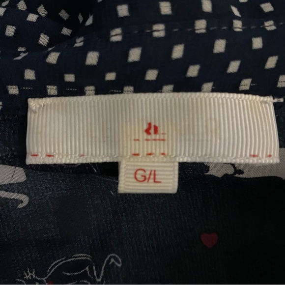 Sheer Kitty Cat Print Button Top All Over Print Blue Shirt Lightweight Sz L - Picture 5 of 9